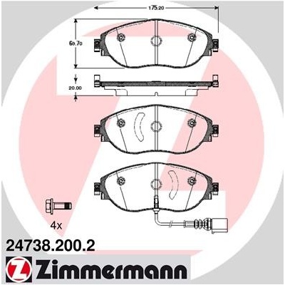 ZIMMERMANN Sada brzdových platničiek kotúčovej brzdy 247382002