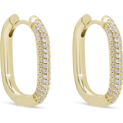 Biju Pozlacené oválné náušnice se zirkony 3821 1003821