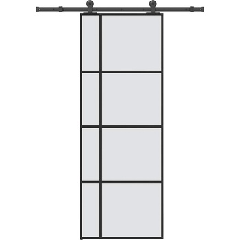 vidaXL Плъзгаща се врата с обков 76x205 см ESG стъкло и алуминий (3332910)