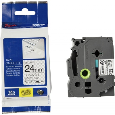 Páska do štítkovače Brother TZe-SE5, černý tisk/bílý podklad, originál