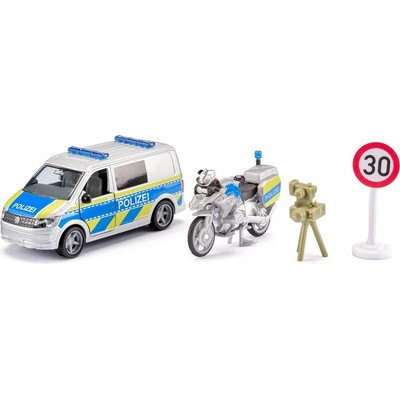 SIKU Super - Volkswagen T6 policejní dodávka s motorkou 1:50