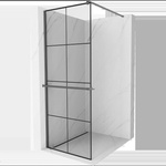 Mexen Kioto+ душ кабина с рафт Walk-in 70 x 200 см, черна решетка, оръжеен метал - 800-070-121-95-77 (800-070-121-95-77)