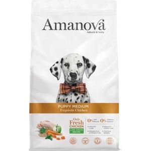 Amanova puppy medium - exquisite chicken - пълноценна храна за подрастващи кученца от средни породи - 12 кг, Испания - 33162