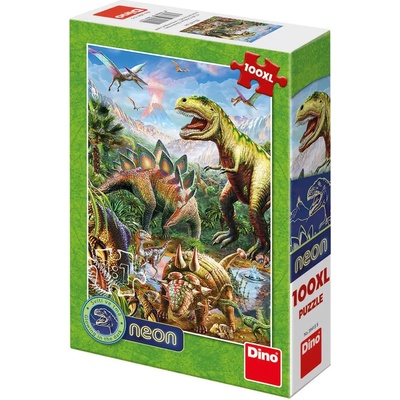 Dino - Puzzle World of dinosaurs neon 100 XXL - 100 piese