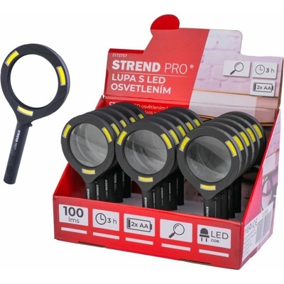 STREND PRO Lupa se světlem 100lm, 113x242x22mm, 2xAA SL2172757X – Hledejceny.cz