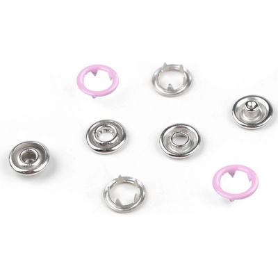 Knoflíky stiskací Roland Baby Ø10 mm na slabé látky, barevný lak, malé, 4 růžová sv.