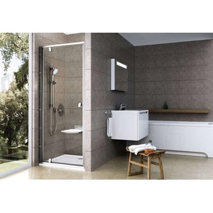 RAVAK Pivot - Душ-врата с шарнир, 90 см, сатенено/прозрачно стъкло 03G70U00Z1 (03G70U00Z1)