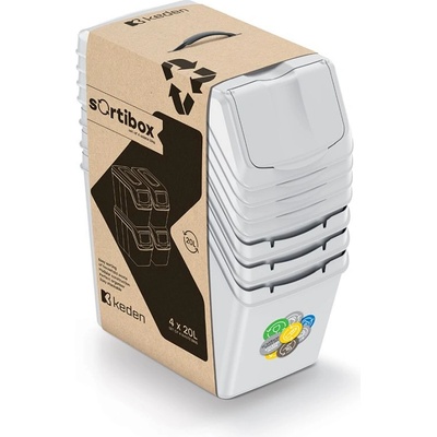 Sortibox Kôš odpadkový triedený odpad 4 x 20 L popolavo šedá