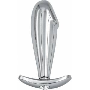 SuperLove Penis Butt Plug Silver-Clear Gem