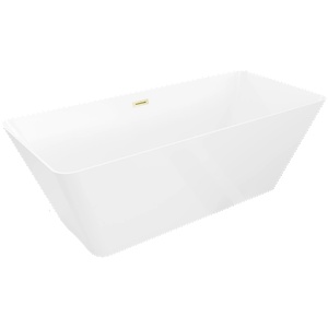 Mexen Velo Slim самостоятелно стояща вана 170 x 75 cm, бяла, преливник златен мат - 52811707500-55 (52811707500-55)