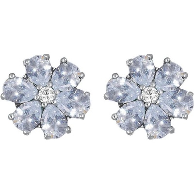 CrysTalp Kytičkové náušnice s čirými krystaly Flower Kiss 42288.WHI.R
