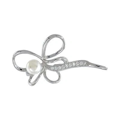 Stříbrná brož s perlou L486010 – Sleviste.cz