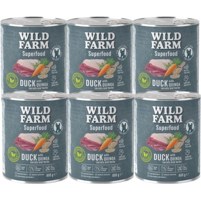 Wild Farm Superfood kačica s quinoou mrkvou a bylinkami 6 x 800 g