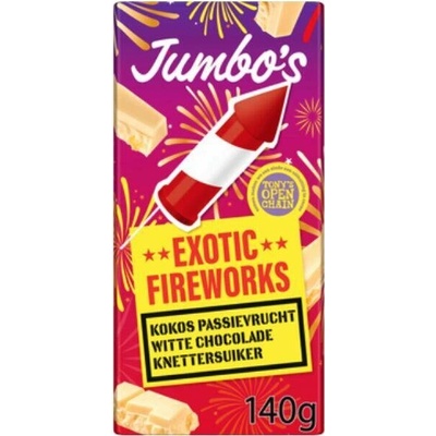 Jumbo bílá s příchutí kokosu a mučenky s praskajícími bonbonky 140 g