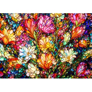 Enjoy - Puzzle Abstract Stained Glass Flower Garden - 1 000 piese