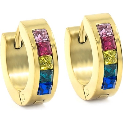 BRUNOshop.cz Náušnice kroužky s kamínky barevné gold S4241