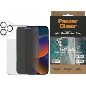 Panzer Стъклен протектор Privacy PanzerGlass iPhone 14 Pro Max Bundle (UWF Privacy screen protector, HardCase, протектор за камераt)