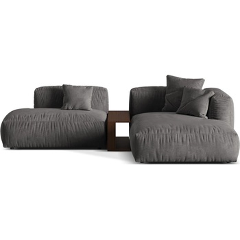 Micadoni Сив кадифен модулен ъглов диван (десен ъгъл) Martina - Micadoni (MIC_SET1R_120_F1_MARTINA6)