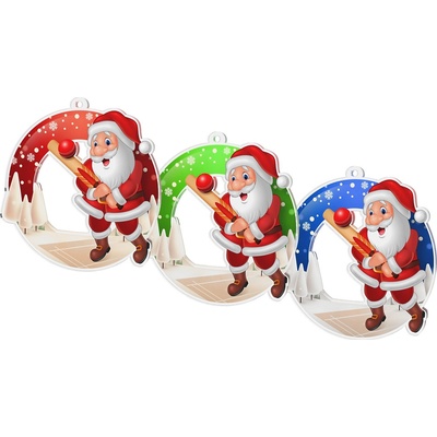 Bauer Decor Akrylátová vánoční ozdoba kulatá Santa Claus cricket Modrá