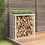 vidaXL Външна поставка за дърва за огрев бяла 33, 5x30x110 см бор масив (822627)
