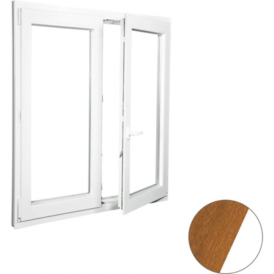 Aluplast Plastové okno dvoukřídlé zlatý dub/bílé 800 x 1100 mm Pravé, Trojsklo Ug= 0,7