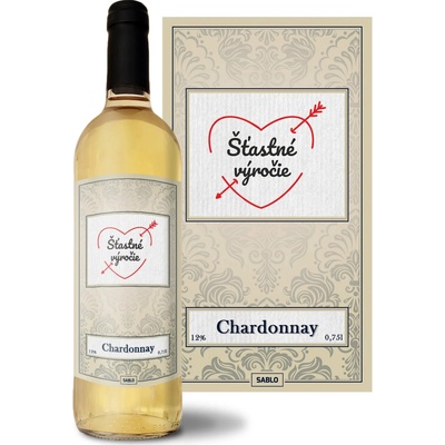 Sablio Šťastné výročí Chardonnay biele suché víno 12 % 0,75 l (čistá fľaša)