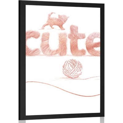 Plakát kočka s nápisem Cute - 40x60 no frame