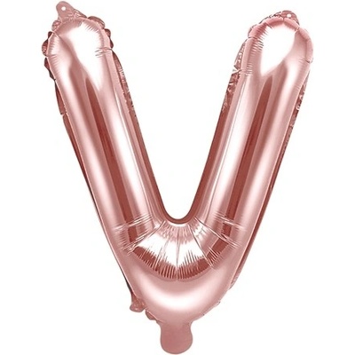 PartyDeco Fóliové písmeno V růžově zlaté 35 cm