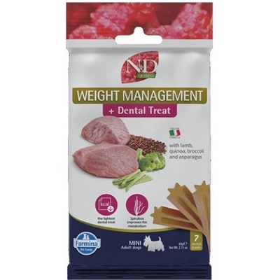 N&D Quinoa Weight Management Dental Care Treat With Lamb, Broccoli and Asparagus Mini - Дентални стикове за кучета от дребни породи с агнешко, киноа, броколи и аспержи - 60 гр, Италия - KND0006004