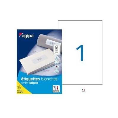 Etikety univerzálne 210x297mm Agipa A4 100 hárkov