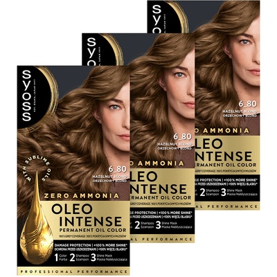 Syoss Oleo Intense Barva na vlasy 6-80 Oříškový Blond x3 kusy