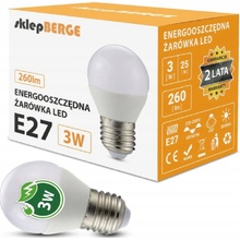 Berge LED žiarovka E27 G45 3W 250Lm guľa teplá biela