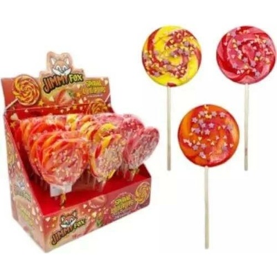 JimmyFox lízátko spiral strawberry with sprinkles 18 x 50 g