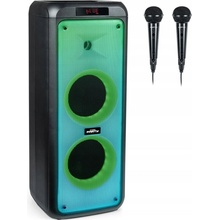 Bluetooth reproduktor 2x mikrofon Party Tower XL Karaoke LED podsvícení 600W