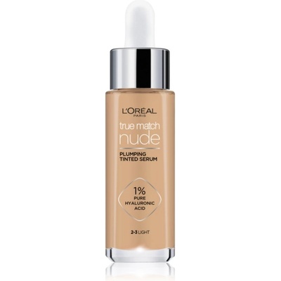 L'Oréal True Match Nude Plumping Tinted Serum серум да уеднакви цвета на кожата цвят 2-3 Light 30ml