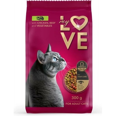 MY LOVE. Pre dospelé mačky s kuracím hovädzím mäsom a zeleninou 300 g