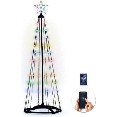 Solight smart vánoční stromek, 150 LED, 1,5m, IP44, RGB, dálkový ovladač + BT aplikace – Hledejceny.cz