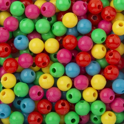 Manumi Plastové korálky mix barevných kuliček 10mm - 500 g