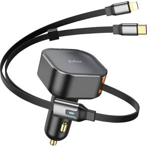 DeTech Зарядно за кола DeTech DE-C53, Type-C, Lightning Cable, 30W, Black - 40519 (DE-40519)