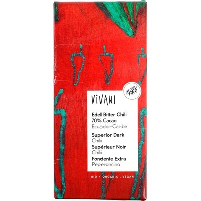 Vivani Čokoláda HORKÁ 70% s CHILI BIO 100 g
