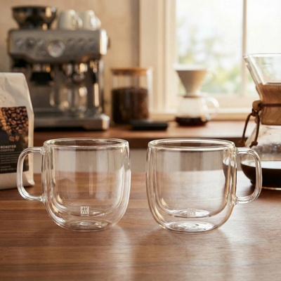 ZWILLING Sorrento Nízke termické šálky na cappuccino s dvojitými sklenenými stenami 2 x 450 ml