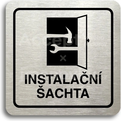 ACCEPT Piktogram instalační šachta - stříbrná tabulka - černý tisk