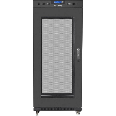 Lanberg rack cabinet 19" free-standing 27U / 600x800 self-assembly flat pack with mesh door LCD, black (FF01-6827-23BL)