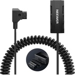 NEEWER Double-Sided Dummy Battery Adapter with Display, Coiled D Tap to USB C Splitter Charger, compatible with Atomos Ninja Shinobi Monitor, DJI SDR Video Transmitter, Sony NP-F970/750/550, VP-F550X2 (VP-F5
