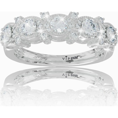 VIPgold Zlatý prsteň s bielymi zafírmi v bielom zlate R35404b S