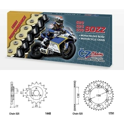 ČZ Řetězová sada Suzuki DR 650 SE (96-06) 96-18