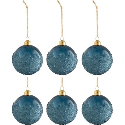 J-Line Set šesti modrých skleněných vánočních ozdob Natal 8 cm