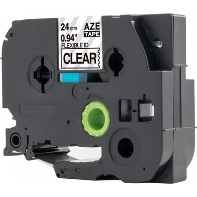 Compatible Съвместима лента с Brother TZ-FX151 / TZe-FX151, 24mm x 8m, гъвкави, черен печат / прозрачен субстрат (TZe-FX151)