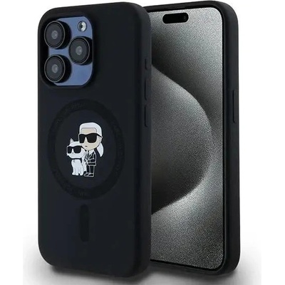 KARL LAGERFELD Кейс Karl Lagerfeld Silicone Karl&Choupette Head Ring MagSafe за iPhone 15 Pro, черен (3666339254063)