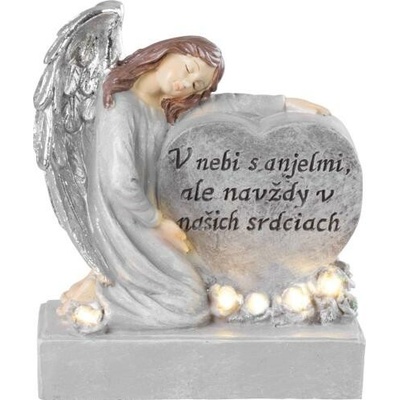 Dekorácia na hrob Anjel so srdcom LED 17,5 cm